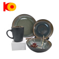 Gute Qualität Vintage Mattes Beige Steinzeug Dinner Set Keramik -Teller Tasse und Schüssel Abendessen Set